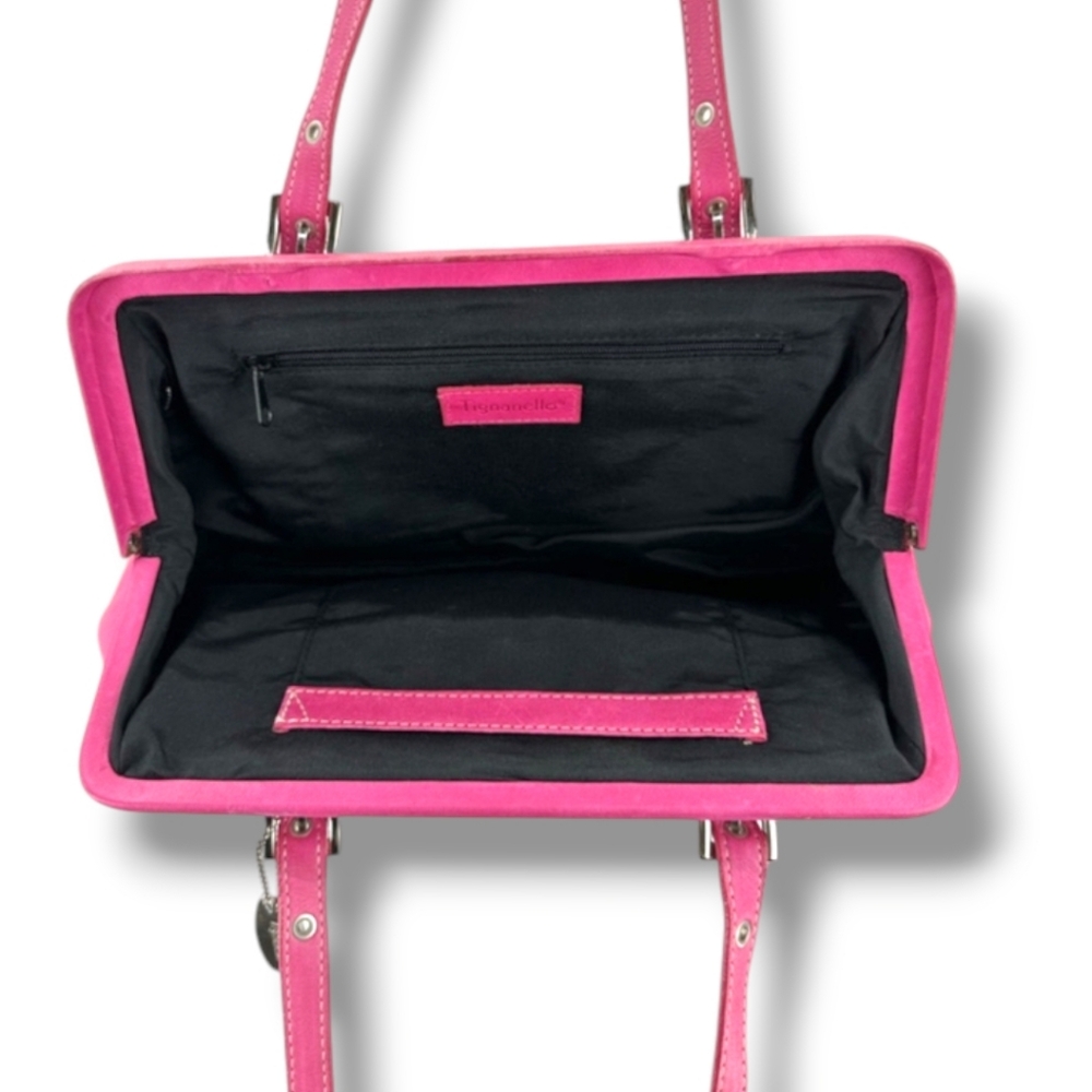 👛 Vintage Tignanello Gorgeous Pink Leather Shoulder Bag. Structured Design - Picture 4 of 11